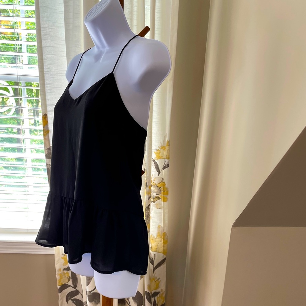 Express Black Peplum Top with Keyhole Back Size S